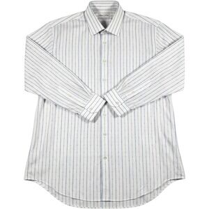 Robert Graham Mens White Blue Striped Dotted Long Sleeve Button Down Shirt‎ XL